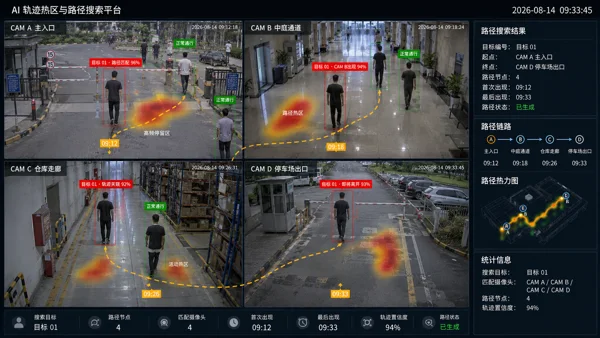 轨迹热区与路径搜索 · 场景效果示意