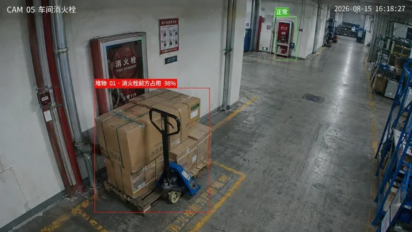 消火栓前方占用 · 场景效果示意
