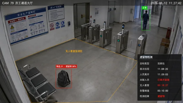 遗留物检测 · 场景效果示意